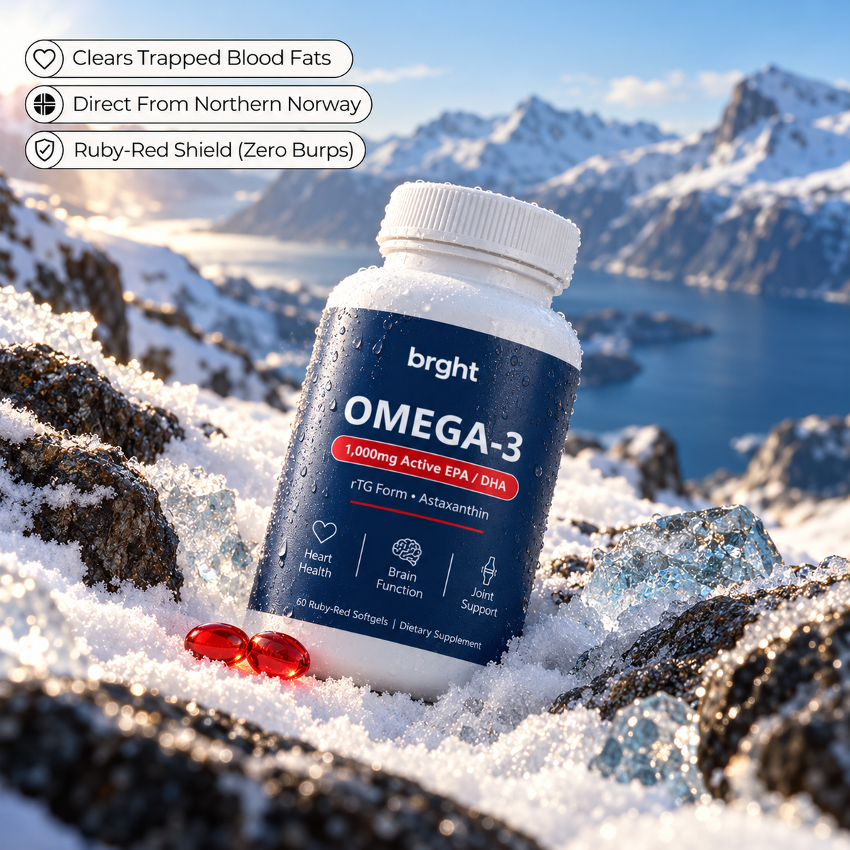 New Maximum Absorption Formula - Norwegian Red Fish Oil by BRGHT